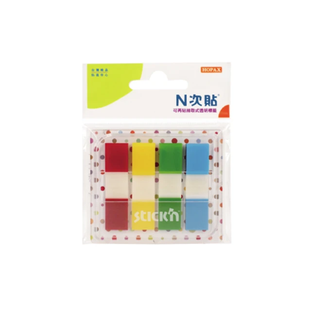【N次貼】66032 抽取式Pop-up LITE可再貼標籤 45x12mm 色塊4色 80張/4條/卡, , large