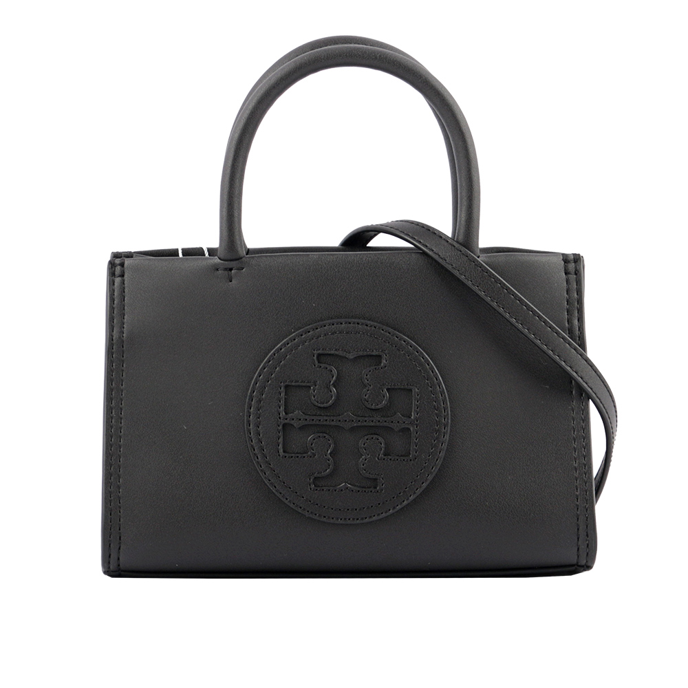 TORY BURCH Ella 圓形標誌牛皮迷你二用托特包/黑色, , large