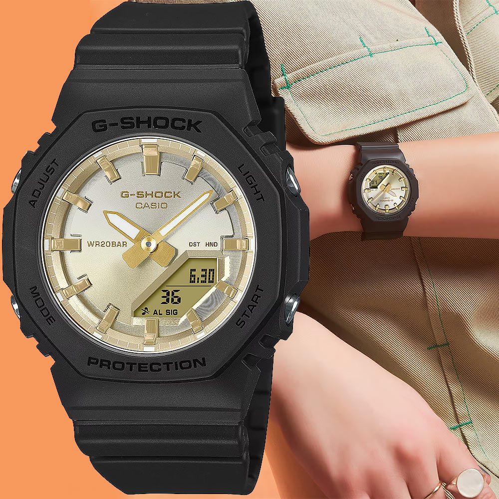 CASIO 卡西歐 G-SHOCK 日落時刻 漸層環保雙顯手錶-黑 GMA-P2100SG-1A, , large