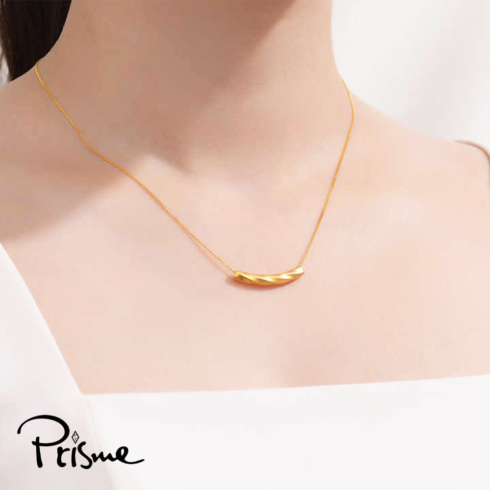 【Prisme Gold】黃金項鍊 麻花彎管 鍊墜項鍊 (金重：約0.08錢±0.03), , large
