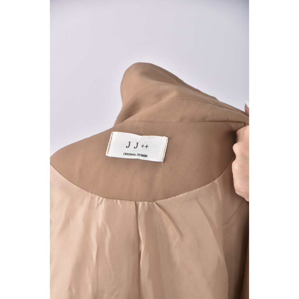 (L) j j西裝無袖排扣棕色綁帶外套二手衣, , large