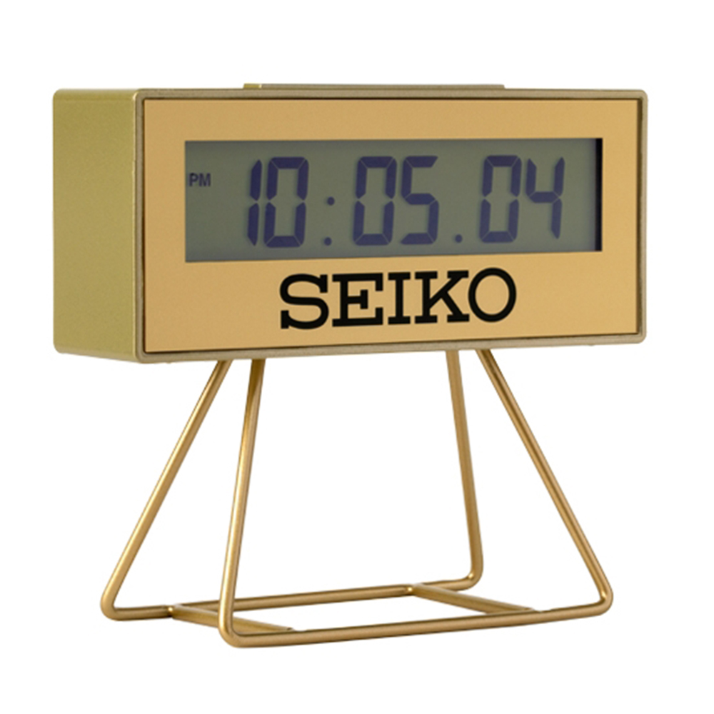 SEIKO 精工 城市路跑電子桌鐘鬧鐘-金色 日系 推薦(QHL062G), , large