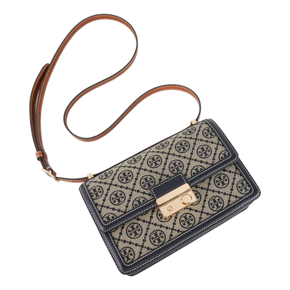TORY BURCH T Monogram 滿版緹花肩背/斜背二用包(藍色), , large