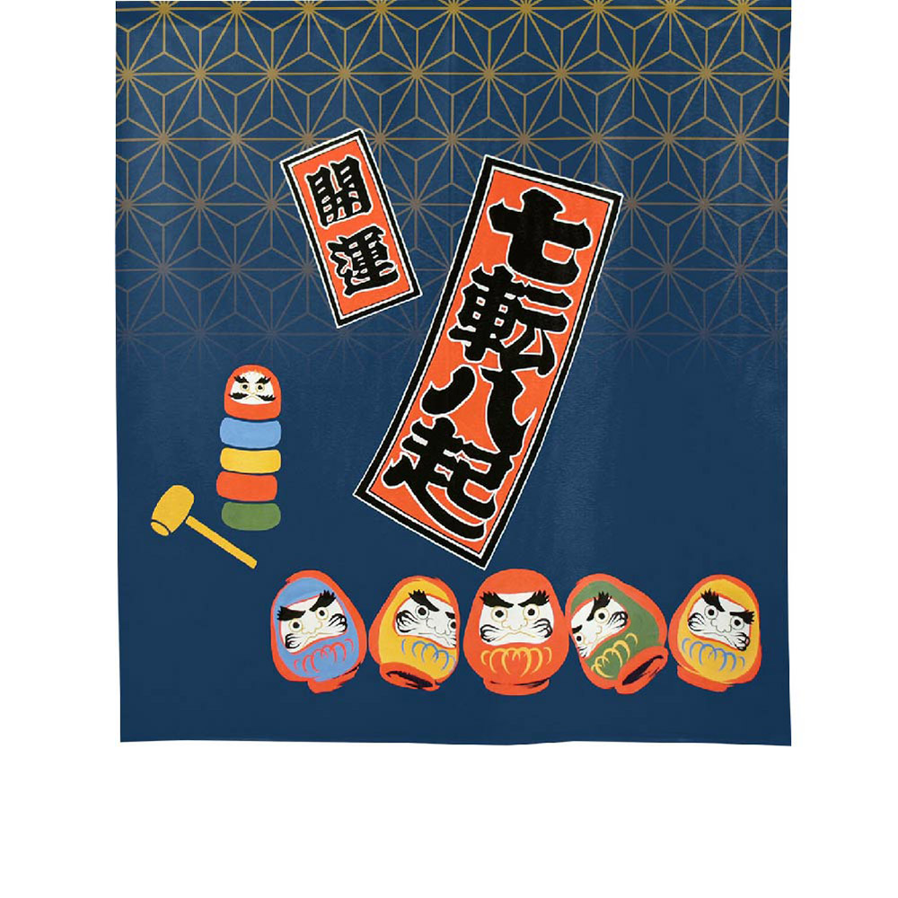 日本製【コスモ】中門簾《達摩七福神》幸運藍, , large