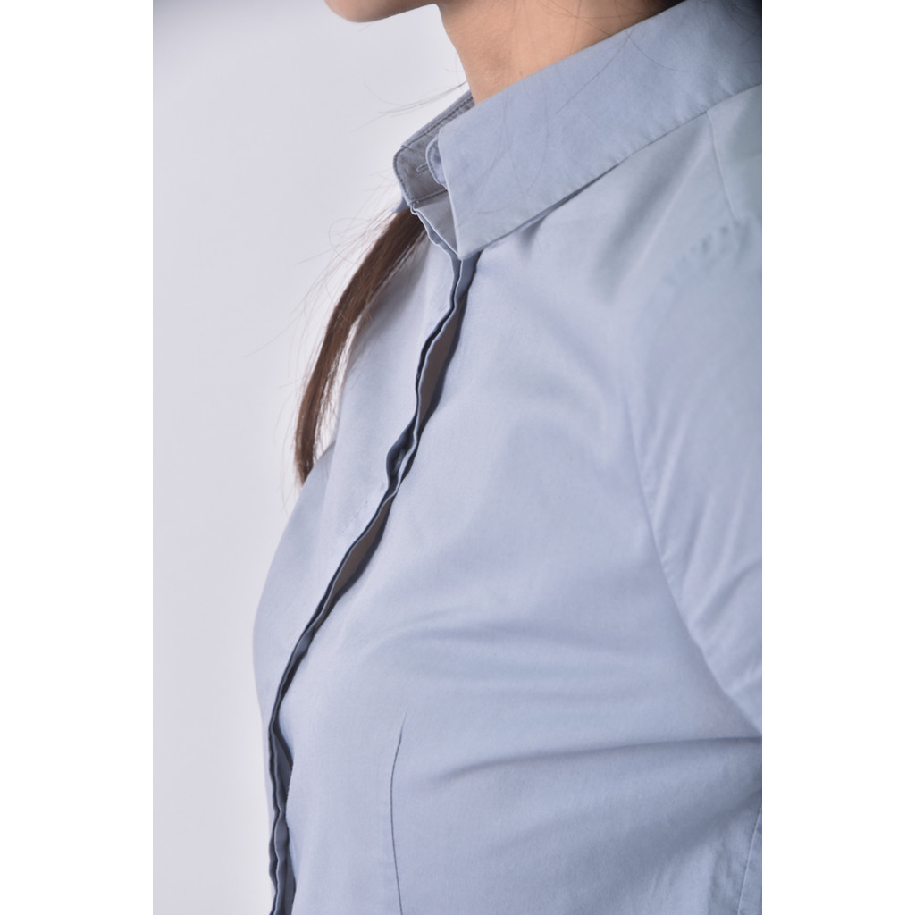 (S) g2000質感棉質藍色長袖上衣二手衣, , large