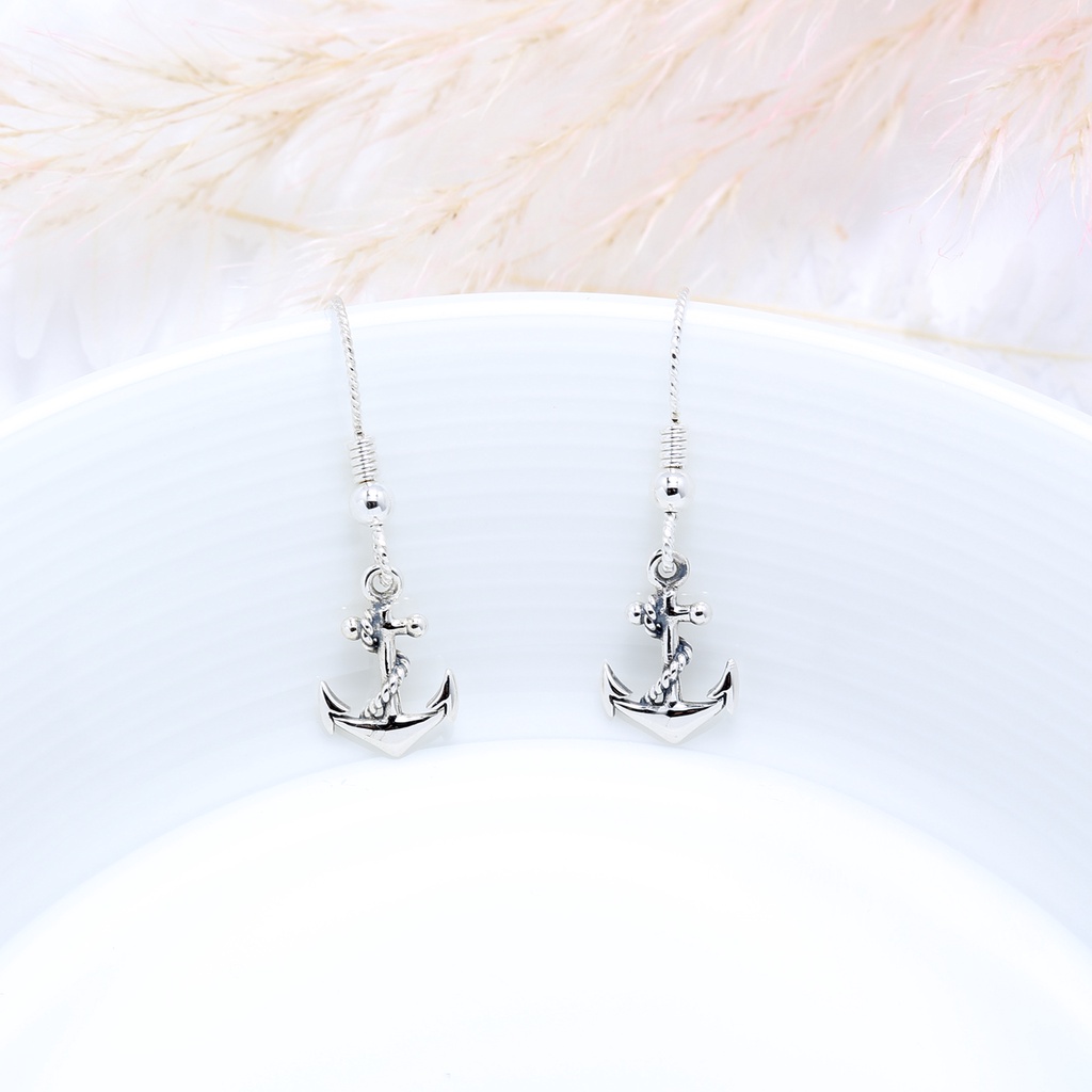 【Angel & Me】繩結 船錨 s925 純銀 耳環 耳勾 耳夾 生日 禮物, , large