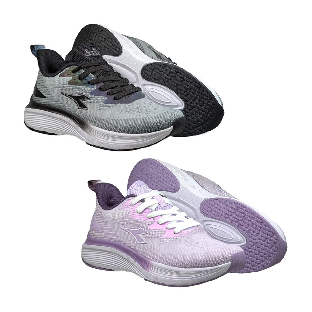 DIADORA迪亞多那 輕量專業慢跑鞋 女運動鞋 女鞋 透氣 輕盈 彈性 吸震 回彈 足弓支撐 耐磨 止滑 灰黑 紫