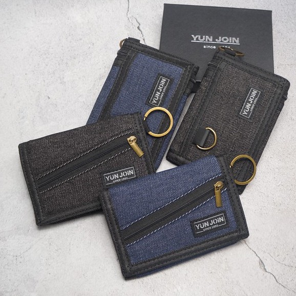 【YUN JOIN】 Denim nylon tri-fold short clip, , large