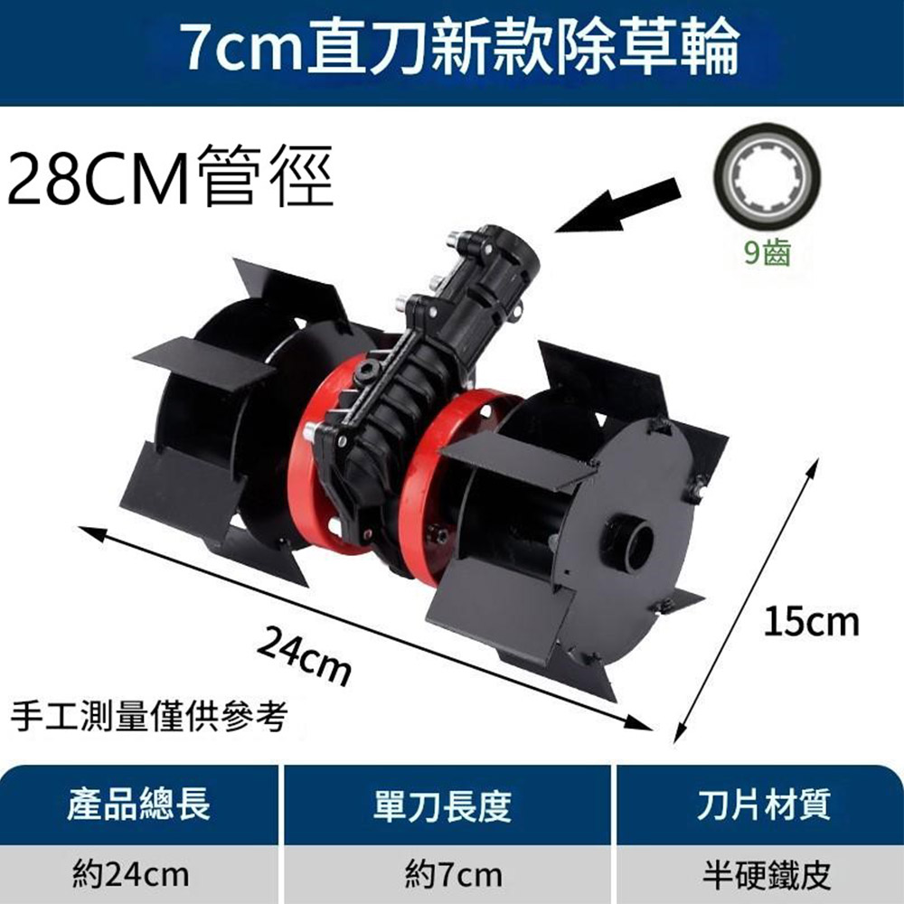 小型鬆土機配件-新款7CM除草輪28x9齒, , large