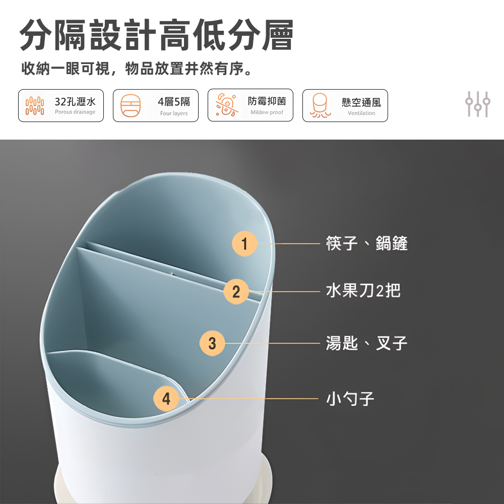 【上手家居】筷子瀝水架-北歐藍(餐具收納盒/筷子收納盒/筷子架/筷子桶/餐具瀝水架/餐具架/餐具瀝水), , large