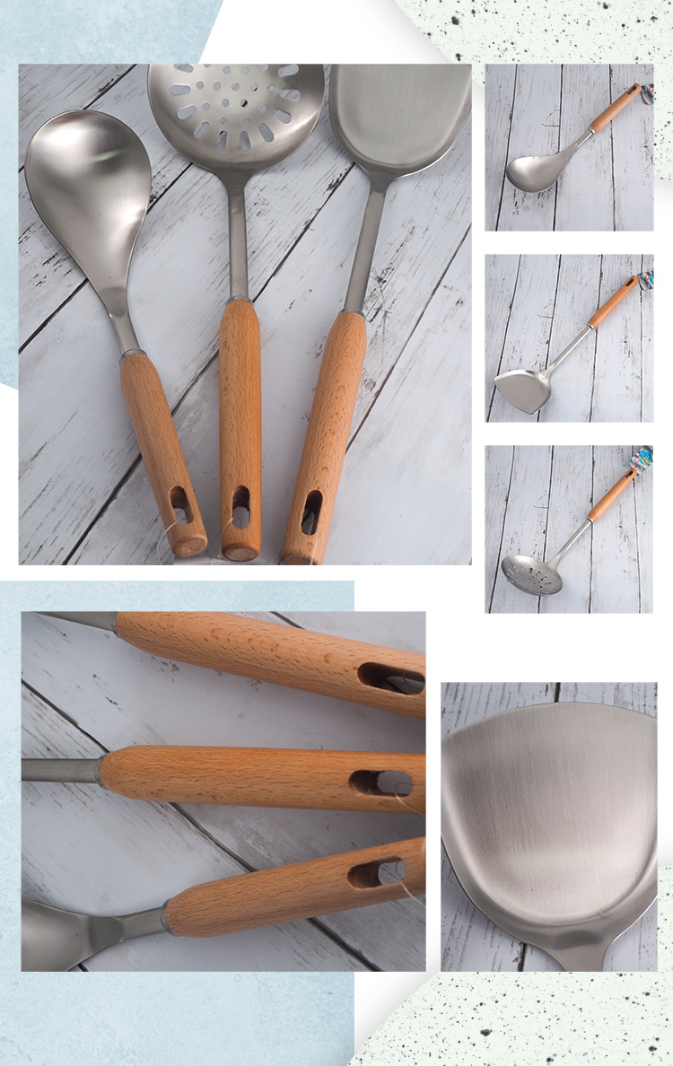 御廚系櫸木柄304不鏽鋼煎匙-2入, , large