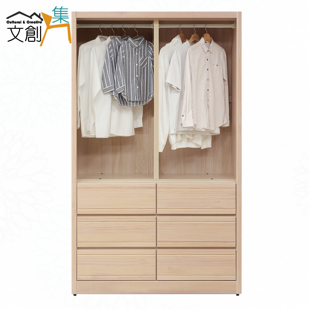 【文創集】希望4尺實木推門六抽衣櫃(客約商品), , large