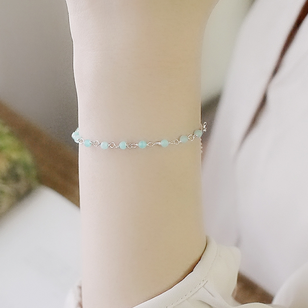 Amazonite Bead Curtain Sterling Silver Bracelet, , large