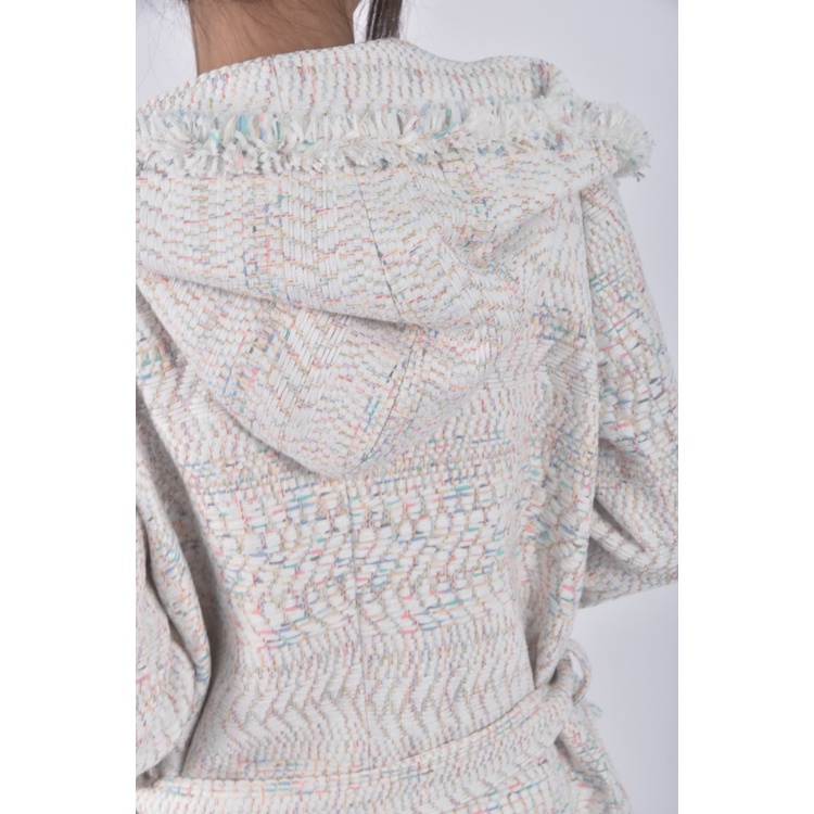 (XL) petit camelia厚磅長版白色綁帶外套二手衣, , large