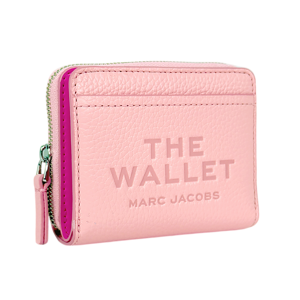 MARC JACOBS 壓印標誌對開暗釦二折迷你短夾/蝴蝶結粉, , large