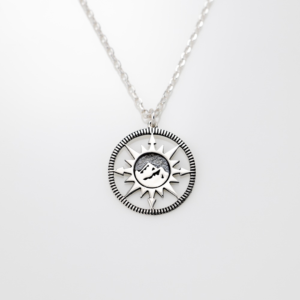 【Angel & Me】向光而行 山岳 羅盤 s925 純銀項鍊 生日 聖誕禮物, , large