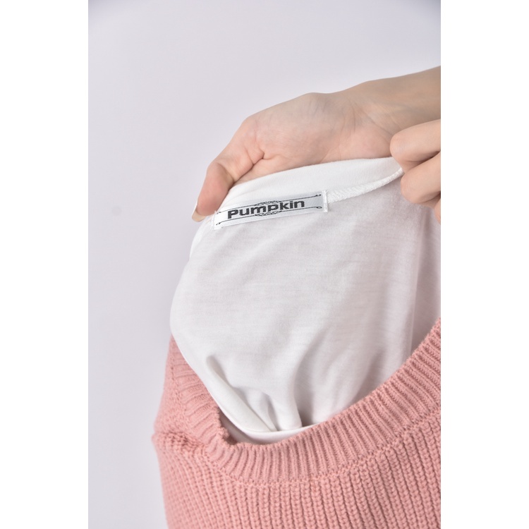 (XL) pumpkin質感棉質兩件式粉色長袖上衣二手衣, , large