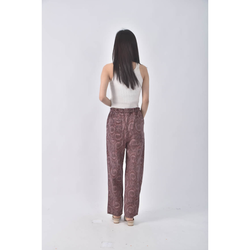 (3XL) zara高腰圖騰紅色長褲二手衣, , large