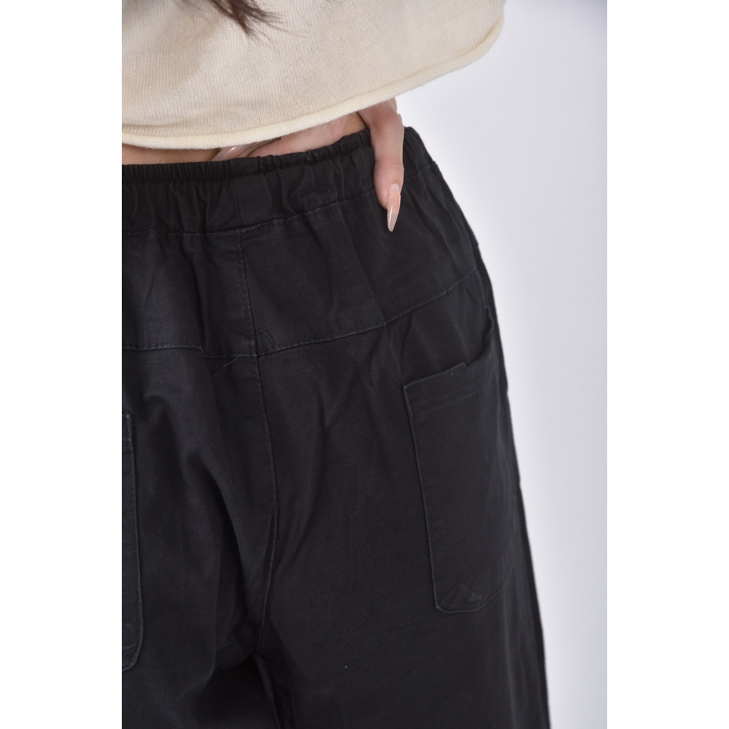 (XL) 高腰寬鬆黑色長褲二手衣, , large