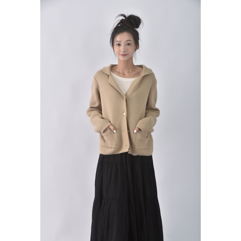 (L) money packing韓牌西裝素面杏色外套二手衣, , large