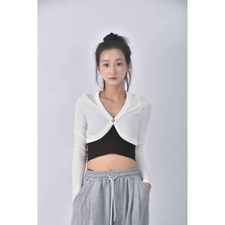 (S) 【安于晴Charlene私服】質感修身短版白色罩衫二手衣