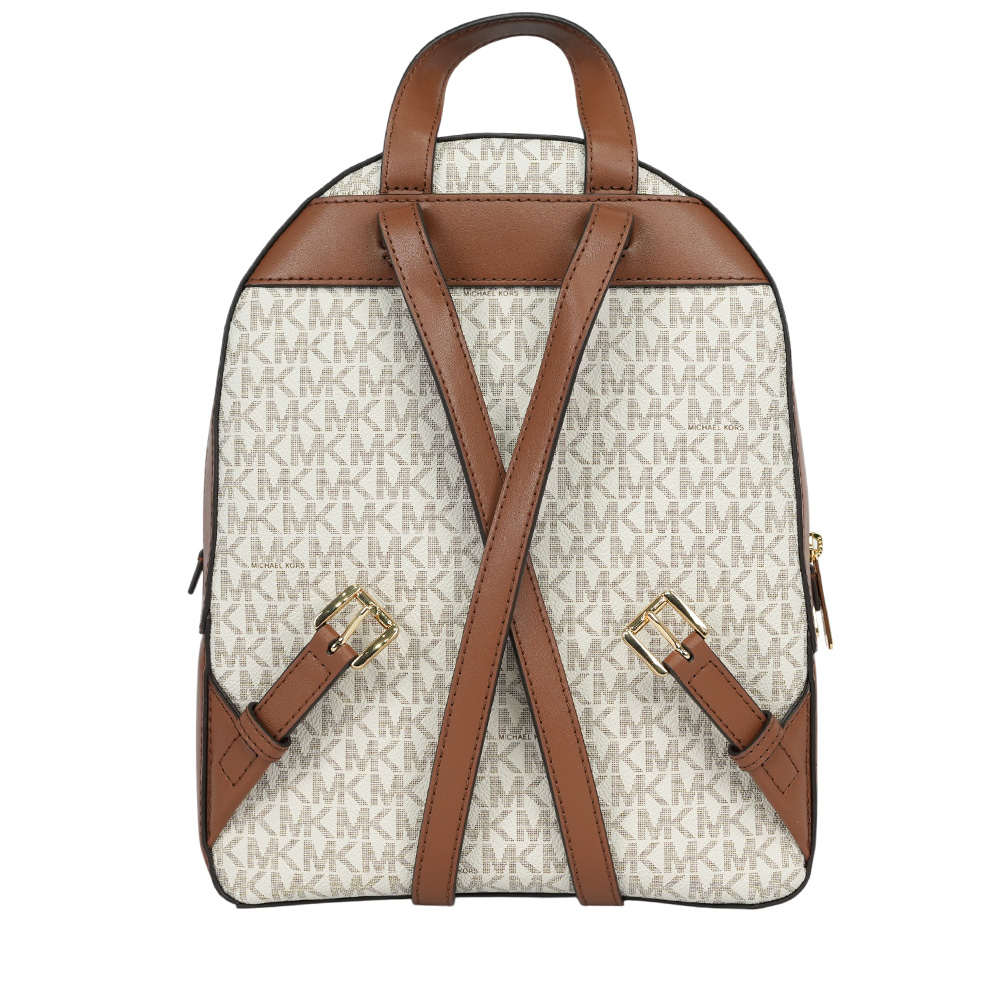 Michael Kors Jaycee 金字塗層帆布拉鍊口袋中款後背包/香草白, , large