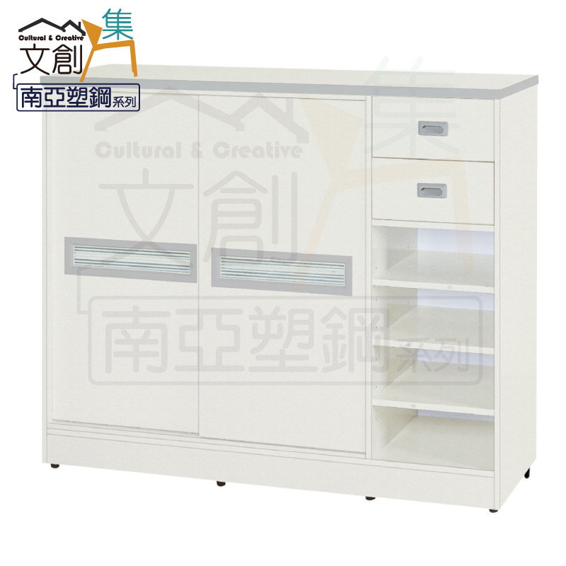 【文創集】雷斯 環保4.2尺南亞塑鋼推門二抽鞋櫃(客約商品), , large