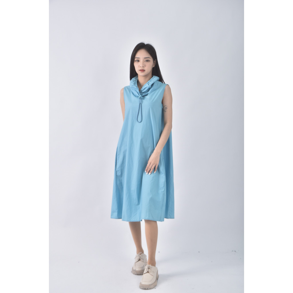 (M) cos質感棉質純棉藍色洋裝二手衣, , large