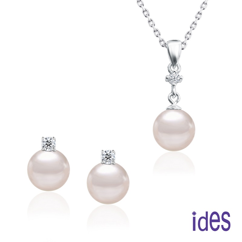 [ides愛蒂思] 日本設計AKOYA上乘系列正圓無瑕天然珍珠項鍊耳環套組6-7mm/(你是唯一), , large