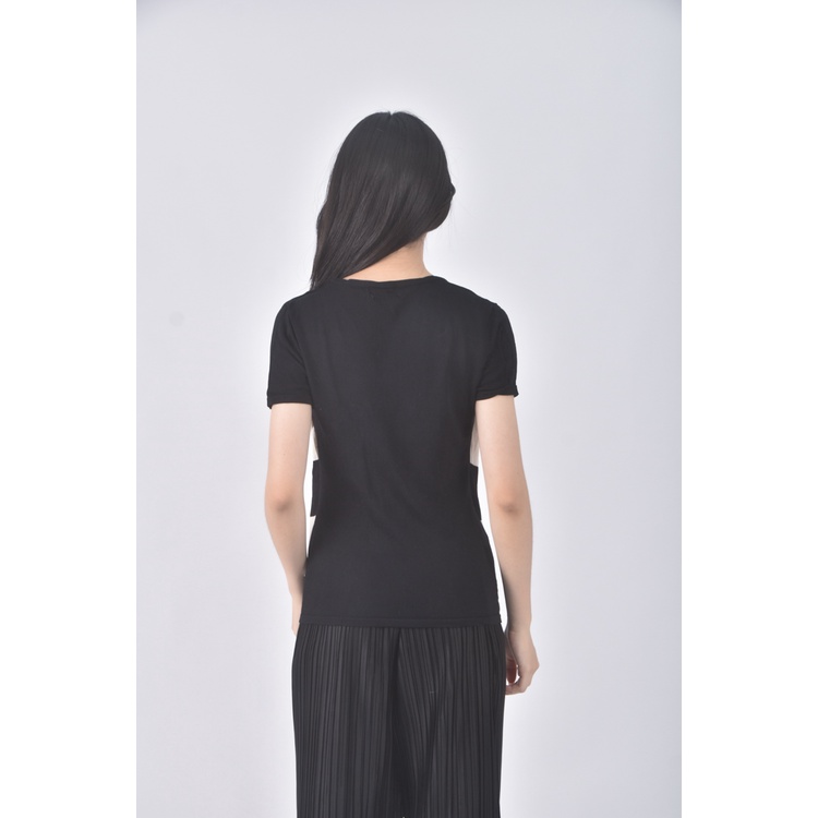 (S) sham yaw條紋黑色短袖上衣二手衣, , large