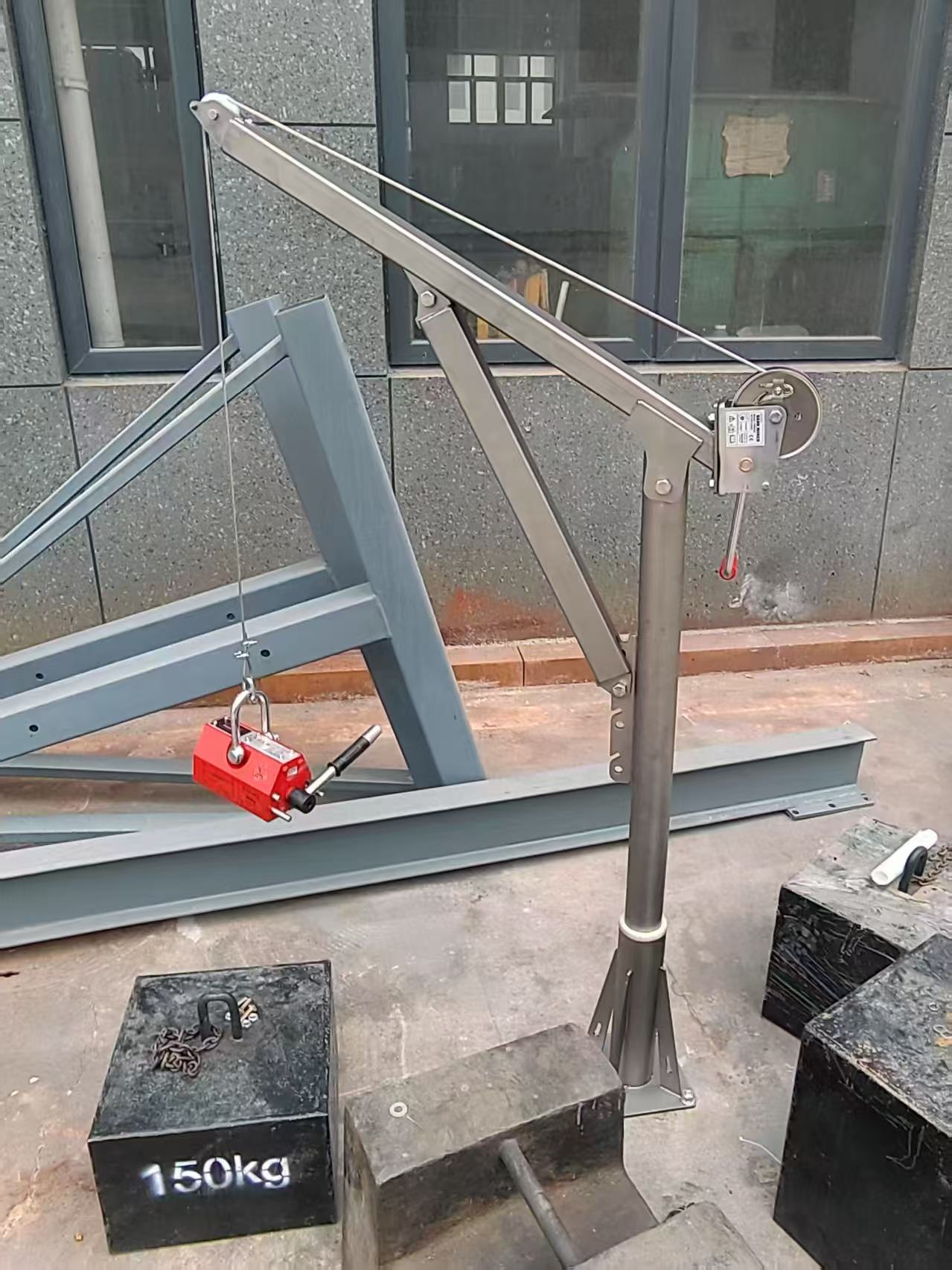 WIN五金 松盈牌 DC7020 小金剛吊架 白鐵吊架 手搖捲揚機 白鐵鋼索 360&deg;旋轉 吊掛設備 工地必備 吊貨架, , large