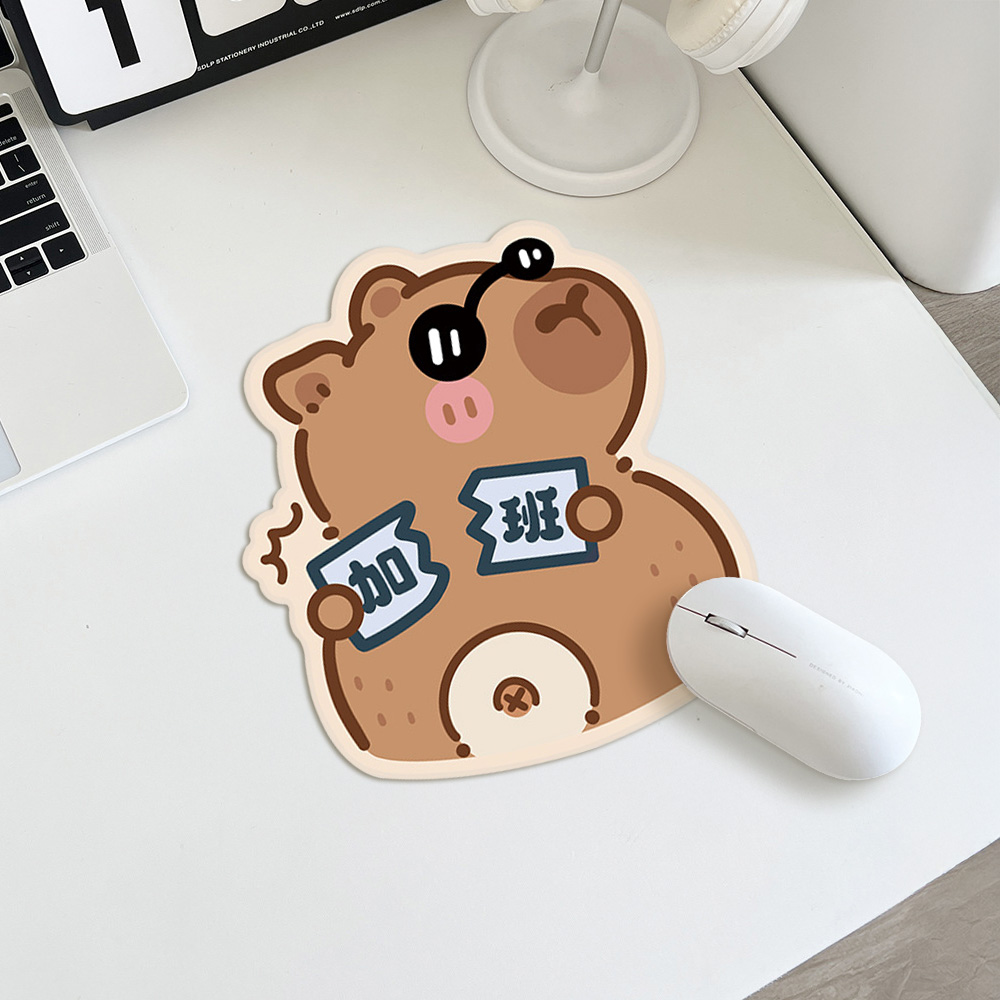 水豚滑鼠墊 【5款可選】滑鼠墊 水豚 橡膠底 防滑 布面 大型滑鼠墊 7款可選 不挑滑鼠 縫線包邊, , large