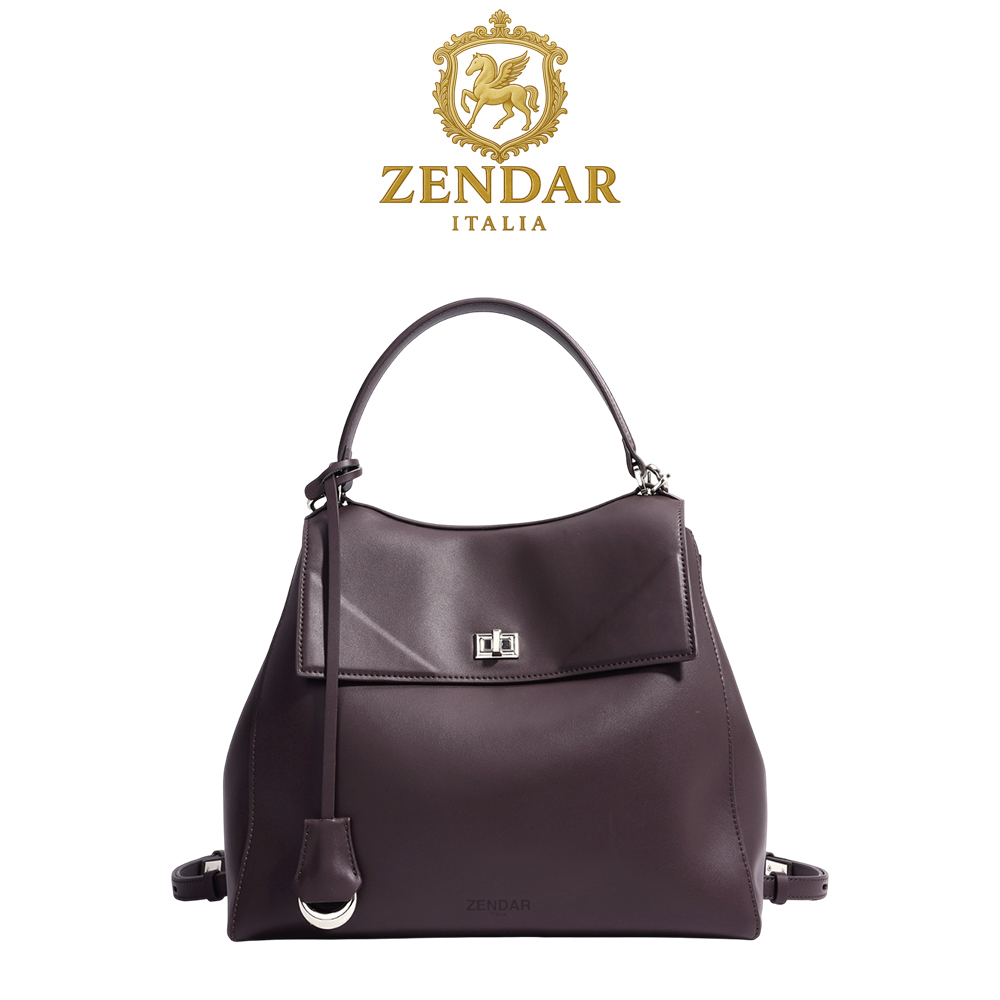 【ZENDAR】限量1折 頂級小牛皮手提包後背包 亞朵系列 全新專櫃展示品(酒紅色), , large