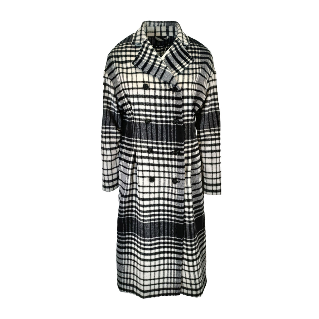 YLZ漸層黑白格紋大衣, , large