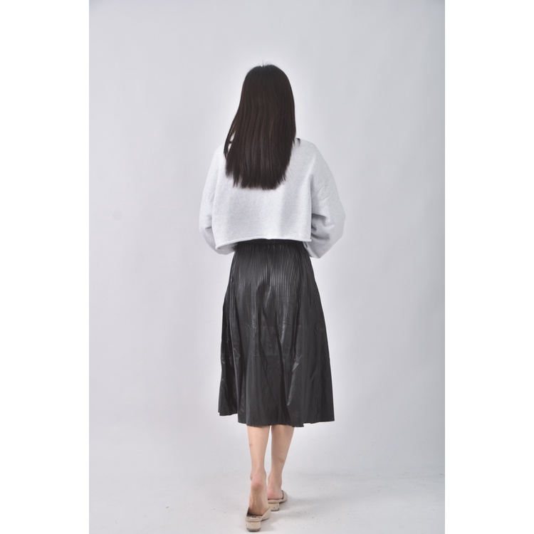 (L) giordano ladies質感皮質黑色長裙二手衣, , large