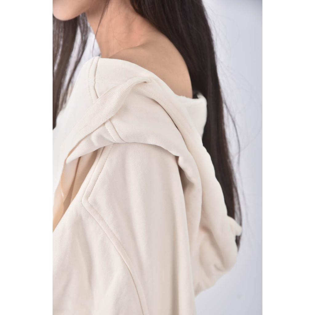 (F) amber madam韓牌連帽寬鬆杏色短袖上衣二手衣, , large