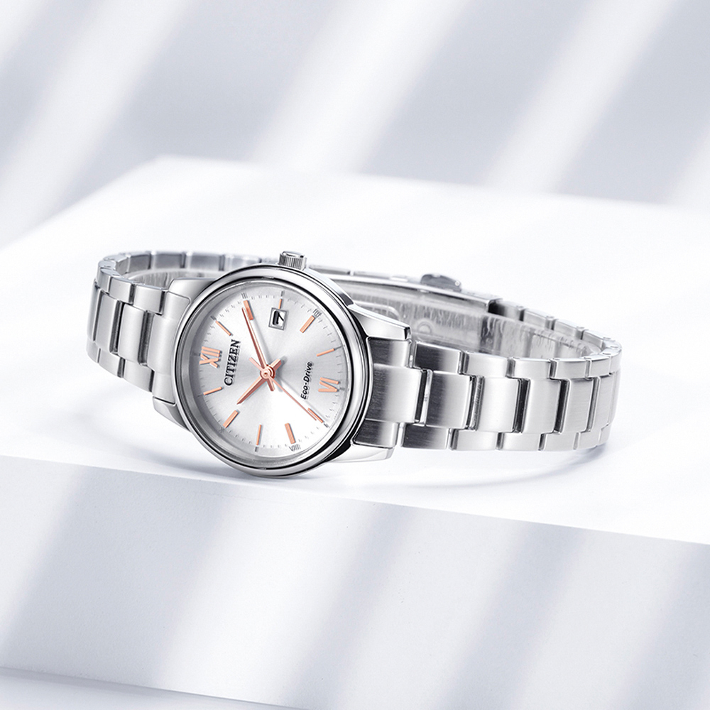 CITIZEN 星辰 光動能簡約女錶-銀 EW2318-73A, , large