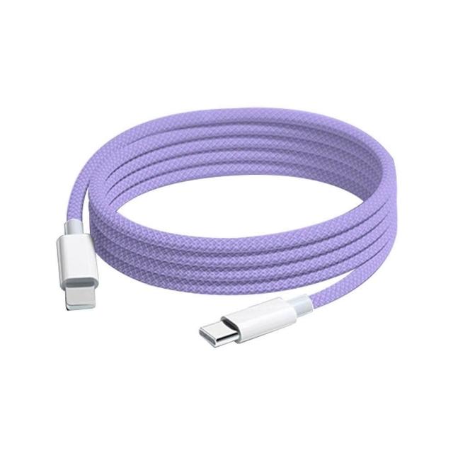 2-Pack Apple 60W Fast Charging Type-C to Type-C Light Purple Braided Charging Cable 2M