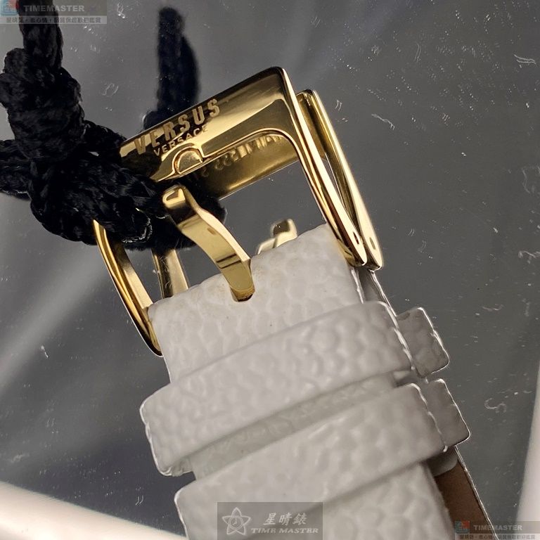 [星晴錶業]VERSUS VERSACE手錶,38mm,VV00117白色錶面金色錶殼白真皮皮革錶帶款, , large
