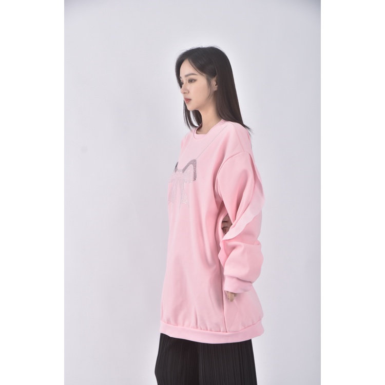 (XL) xialanduo質感蝴蝶結粉色長袖上衣二手衣, , large