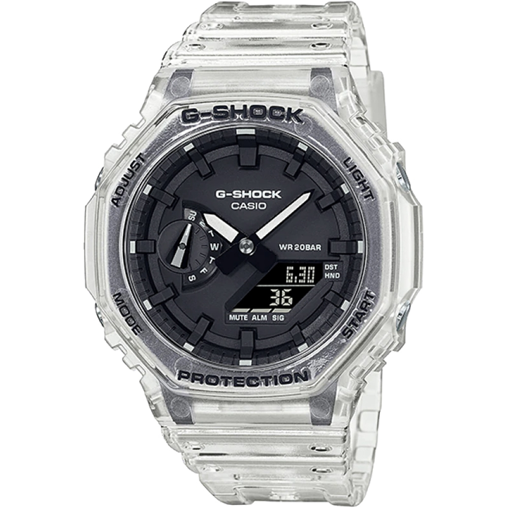 CASIO 卡西歐 G-SHOCK 透明特別版 八角 電子錶 GA-2100SKE-7A, , large