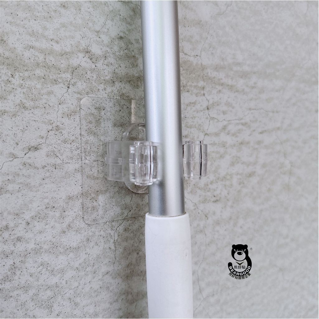 [熊好貼國際]拖把架 掃把架 好神拖(全透明)不殘膠不損磁磚 粗糙不平整光滑牆面皆可貼（超黏貼）平滑面(重覆貼)掛鈎, , large