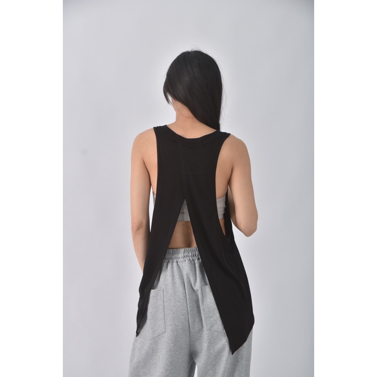 (S) 質感無袖黑色上衣二手衣, , large