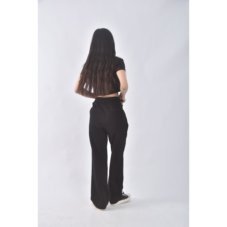 (3XL) key wear高腰質感黑色長褲二手衣, , large