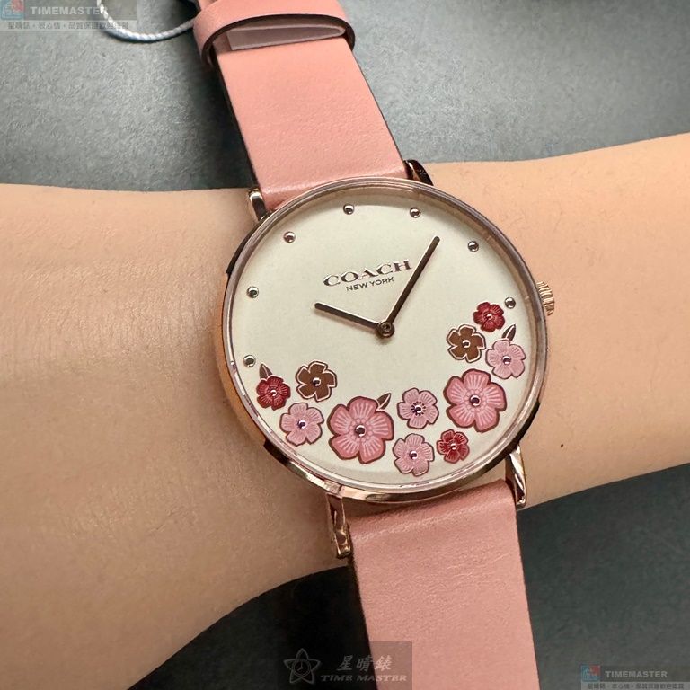 [星晴錶業]COACH手錶,36mm,CH00204白色錶面玫瑰金錶殼粉紅真皮皮革錶帶款, , large