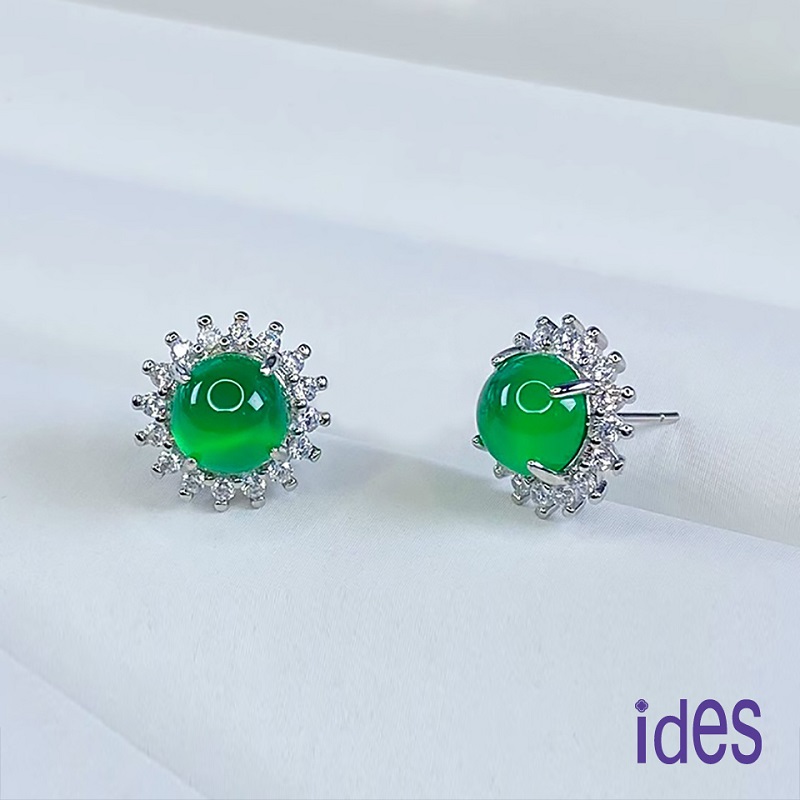 [ides愛蒂思] 輕珠寶東方系列冰種綠玉髓耳環/圓滿, , large