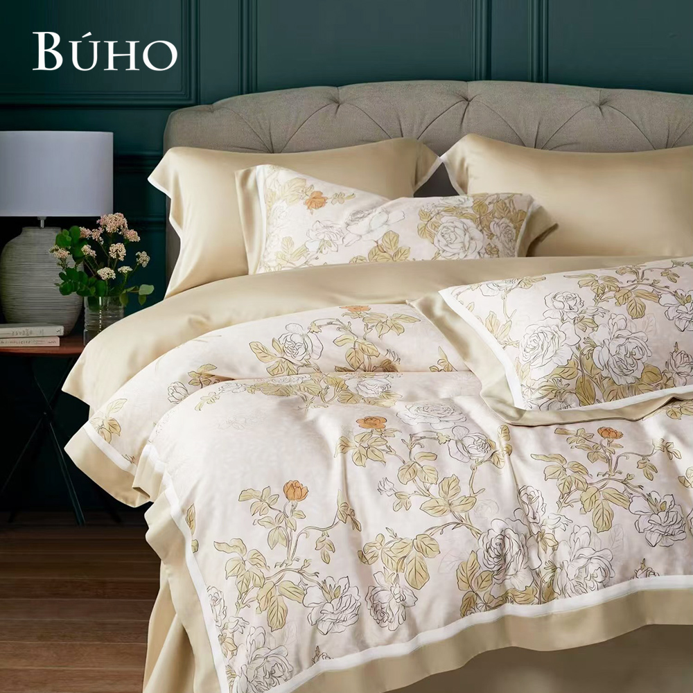 BUHO "Looking Forward to Spring - Orange" 60-count 100% TENCEL pure Tencel full-covered cotton dual-purpose quilt winter bag set - double