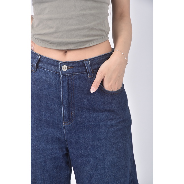 (L) net高腰丹寧牛仔質感藍色長褲二手衣, , large