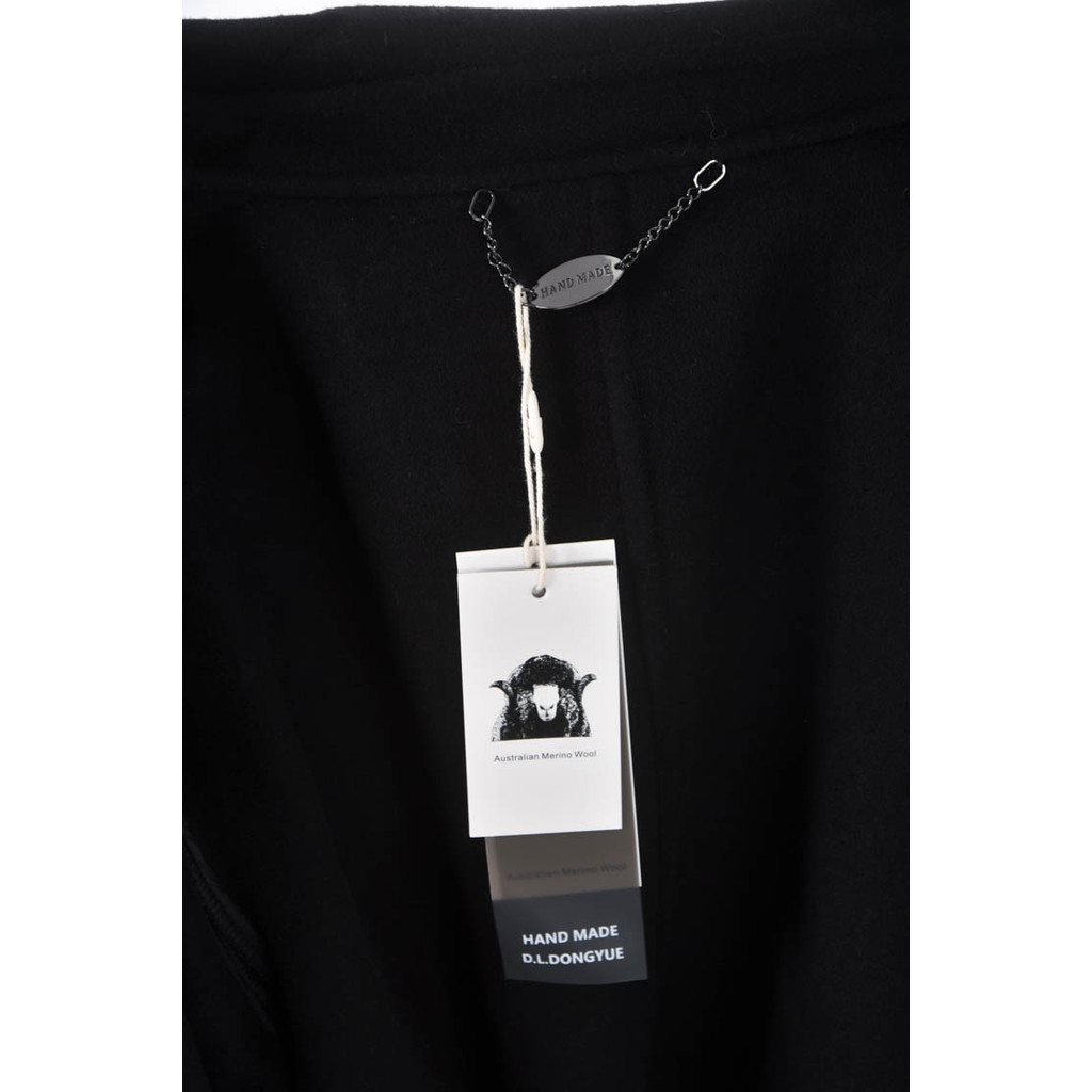 (F) 質感羊毛素面黑色外套二手衣, , large