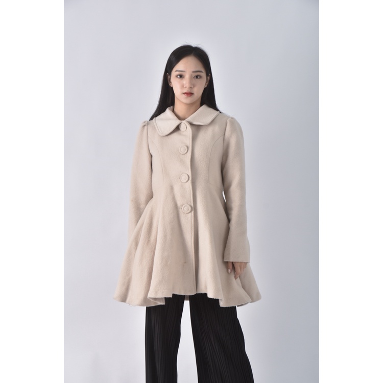 (M) 【房業涵私服】secret honey大衣杏色外套二手衣, , large